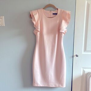 Blush Pink Tommy Hilfiger Cocktail Dress with Ruffle sleeves